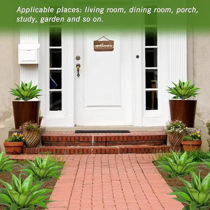 Artificial Agave Plants,Large UV Resistant Fake Agave Planters for Indoor and Outdoor Decorating Artificial Plants for Outdoors Plants(2Pack, 22") by GreenHaven Gardens