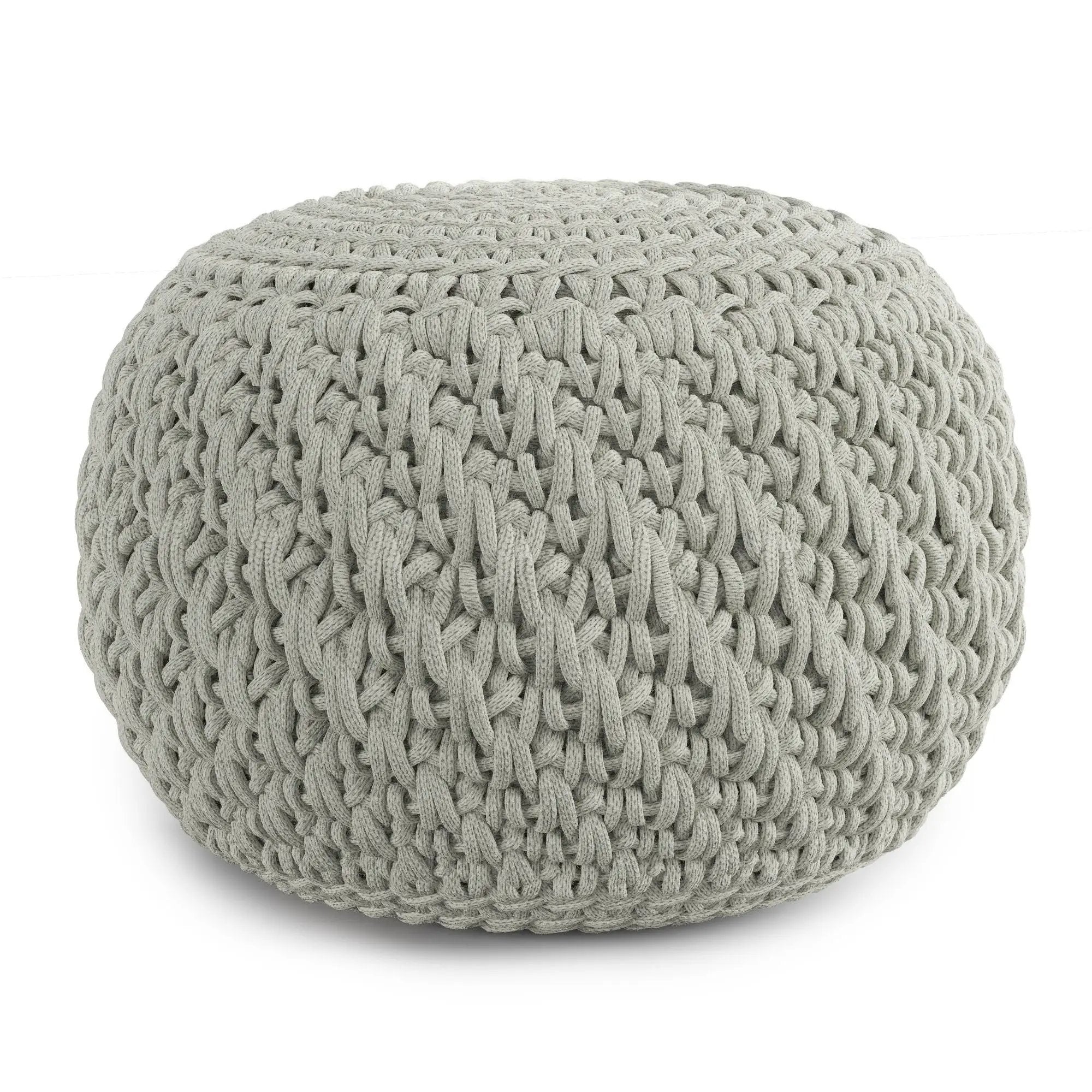Nisi - Round Knitted Outdoor / Indoor Pouf - Light Gray by Unique Piece Furniture
