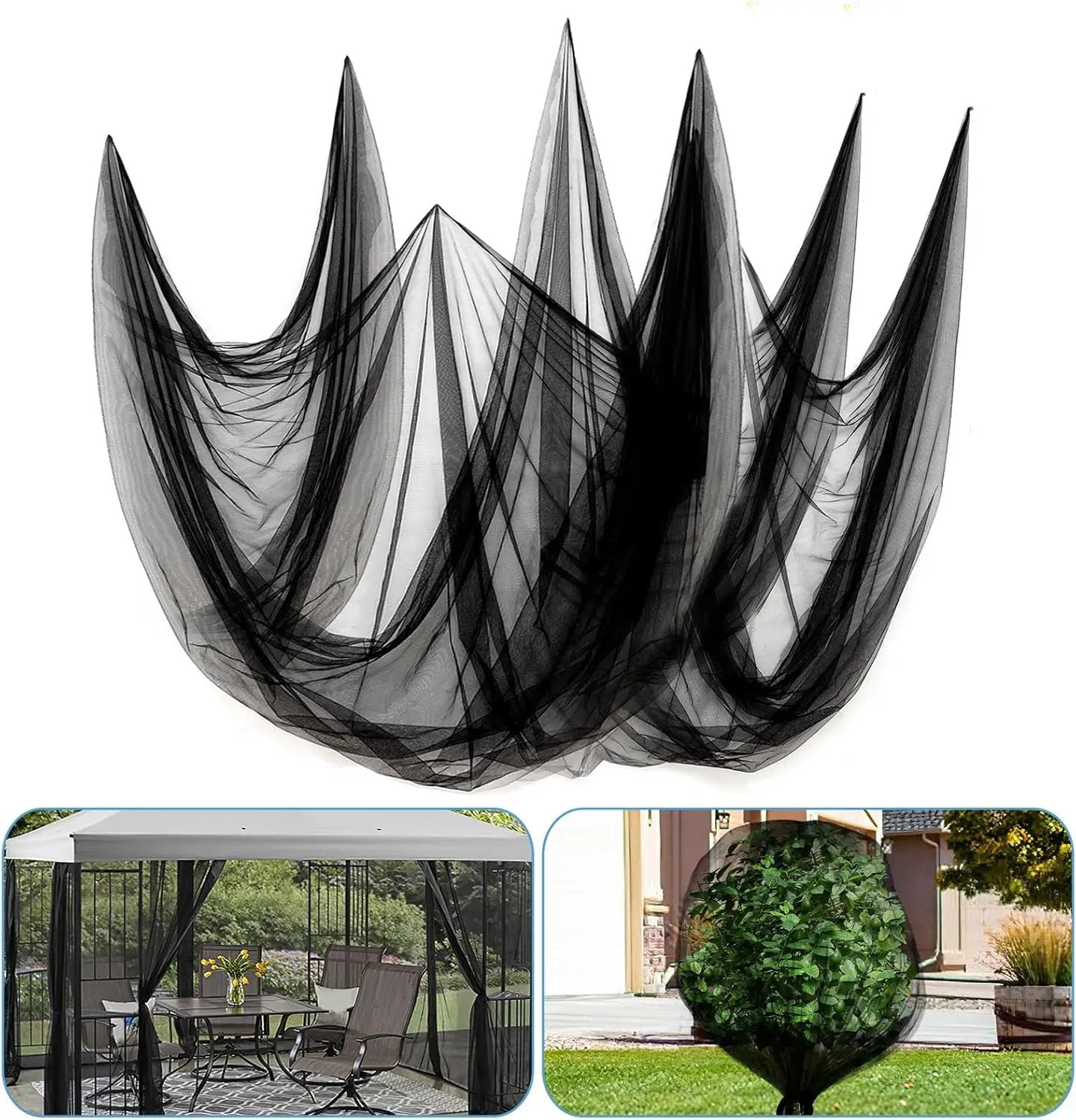 33x10ft Large Mosquito Net, Mesh Netting for Garden Skin and Plants Protection, Patio Bird Bug Screen, Black by GreenHaven Gardens