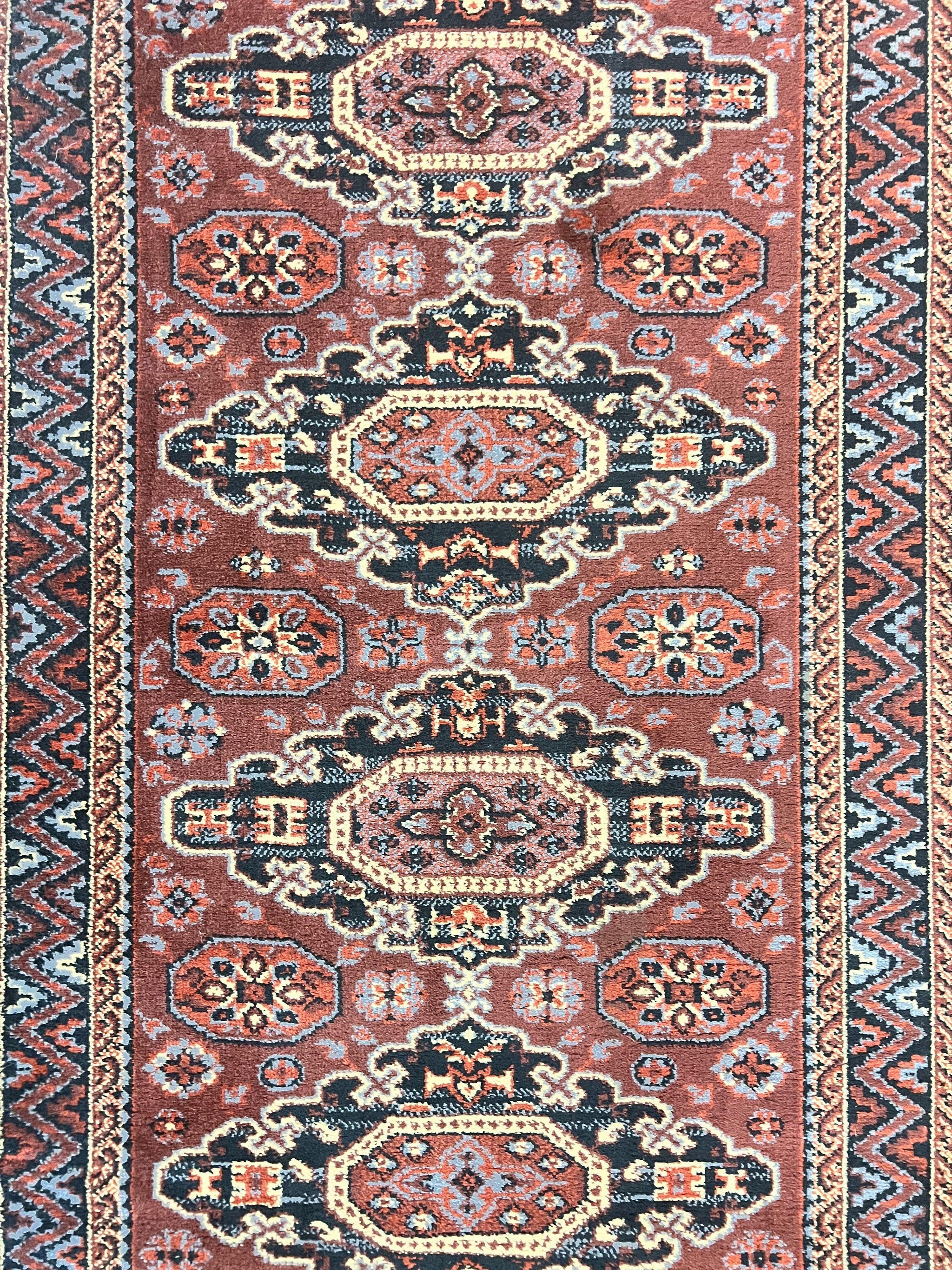 Belgium Power Loomed Runner Rug 2x9, Vintage Wool Rug for Hallway 2 x 9 ft, Red, Caucasian Persian Design, 9ft Runner by Jewel Rugs