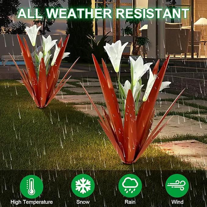Homight Metal Agave Plant Outdoor Decoration Outdoor Garden Decoration Lily Mexican Yard Art Plant Garden Agave Lily Decorative Garden Gift… (2 Big White Lilies) by GreenHaven Gardens