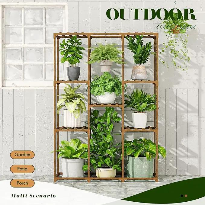 Plant Stand Indoor Outdoor Plant Shelf Tall Plant Stands Hanging Plant Holder Plant Decor Wood Plant Table for Plants in Living Room Garden Balcony by GreenHaven Gardens