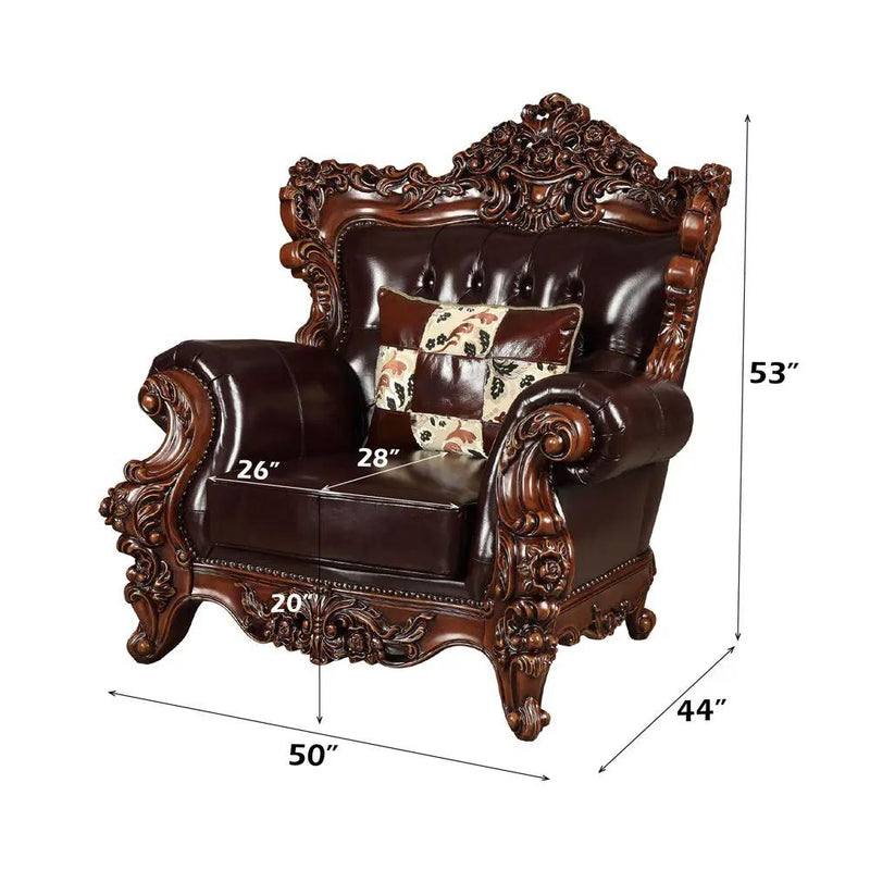 Forsythia - Chair - Espresso Top Grain Leather Match & Walnut by Unique Piece Furniture