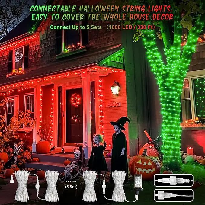 JMEXSUSS 200 LED Christmas String Lights Outdoor, Red & Green Christmas Lights Clear Wire, 11 Modes Connectable Twinkle String Lights Plug in for Christmas Halloween Garden Home Decorations by GreenHaven Gardens