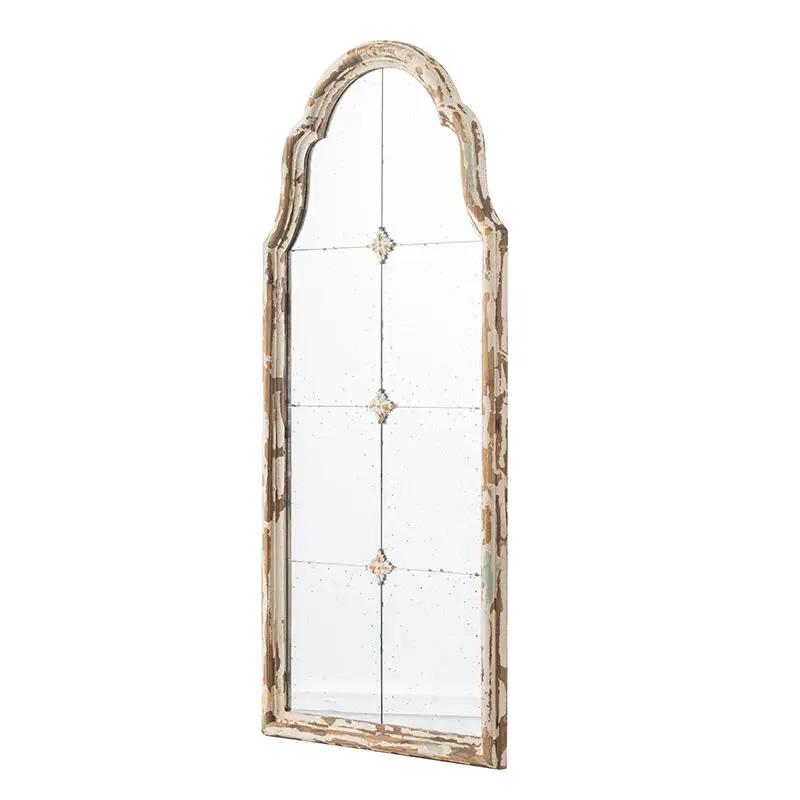 Large & Framed Wall Mirror, Arched Mirror With Decorative Window Look For Living Room - Cream by HouseOfZazla