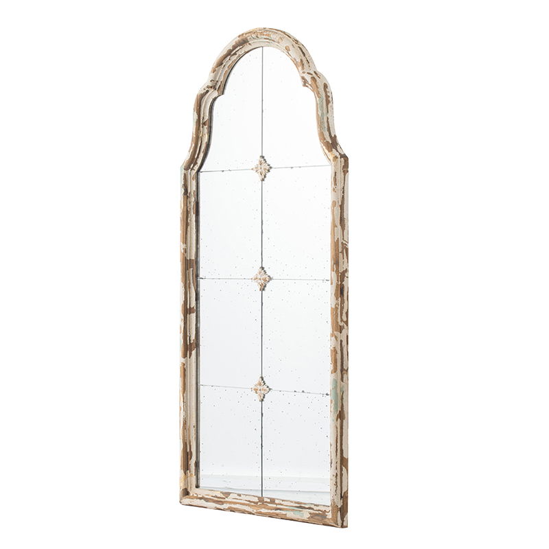 Large & Framed Arched Wall Mirror with Decorative Window Design - Cream, photo 9 of 14