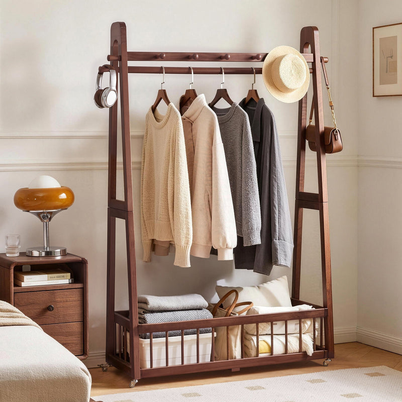 Solid Wood Freestanding Clothing Garment Rack, photo 9 of 10