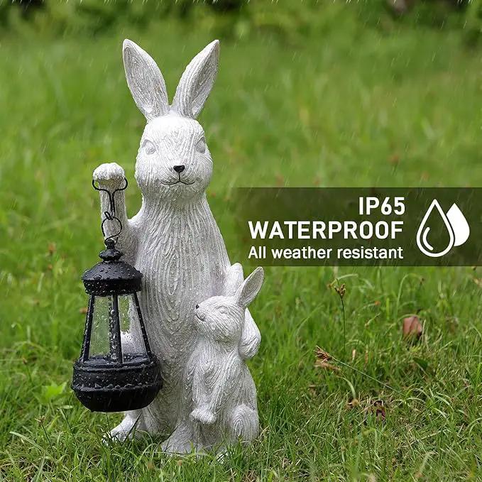 Solar Garden Statues Bunny Decor with LED Lights Home Decorations Outdoor Garden Rabbit Statue for Patio, Balcony, Yard, Lawn Ornament - Unique Housewarming Birthday Gifts for Women by GreenHaven Gardens