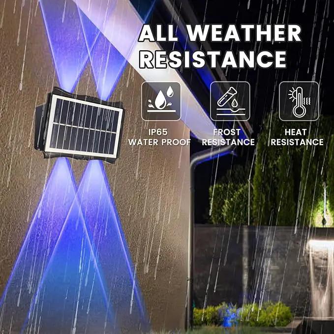 Solar Powered Outdoor LED Lights, Waterproof Wall Sconces, 4 LEDs Fence Lights, Up & Down Lighting for Backyard, Deck, Patio, Porch, Balcony, Garden (4 Pack) by GreenHaven Gardens