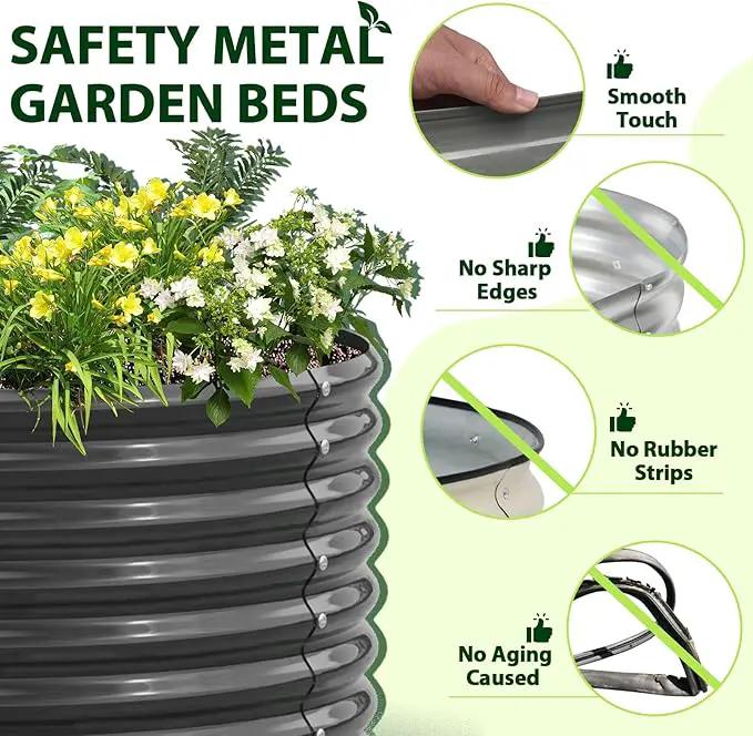 A ANLEOLIFE 6X3X2 ft Galvanized Raised Garden Beds Outdoor, Oval Large Metal Deep Root Planter Box for Planting Vegetables Flowers Herb, Anti-Rust & Easy-Setup, Quartz Grey by GreenHaven Gardens