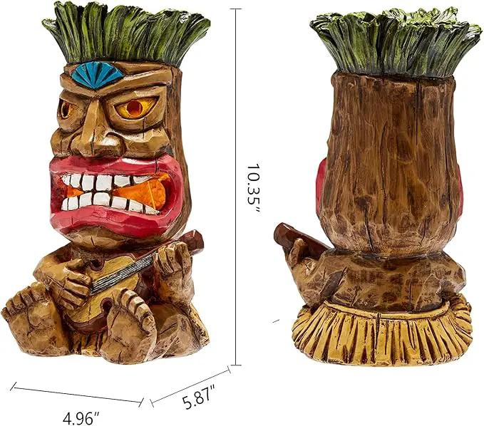 Solar Tiki Statue Outdoor Decor-Garden Guitar Tiki Statues-Tiki Bar Decorations for Outdoor Patio Yard Lawn Balcony Bar Party,Waterproof Garden Sculpture 10.35 Inch Tall by GreenHaven Gardens