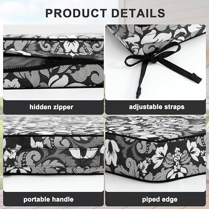 Favoyard Outdoor Chair Cushion 22 x 22 x 3 In Waterproof Pattern Fade Resistant Cushions for Patio Furniture with Removable Cover Attach Straps 28D Foam Insert Cushions Pads for Seat Sofa Couch 2 Pack by GreenHaven Gardens