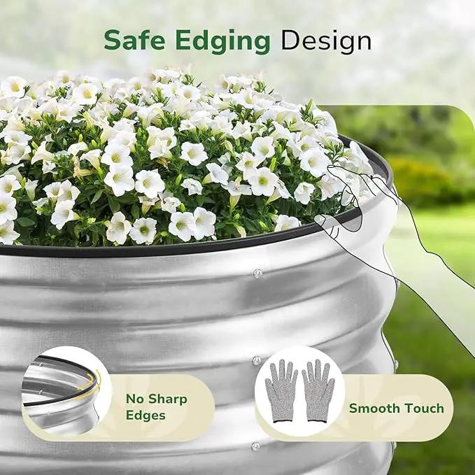 GreatBuddy 2x2x1 ft Round Galvanized Raised Garden Bed, Easy-Assembly Raised Bed with Anti-Cut Gloves & Tools, Rust-Proof Garden Bed for Outdoor, Vegetables, Herbs, Small Trees, Silver by GreenHaven Gardens