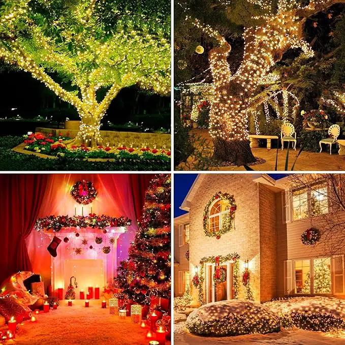 Solar String Lights Outdoor,115 Ft 300 LED Solar Christmas Lights with Remote,8 Modes Waterproof Patio Lights for Christmas Tree Patio Yard Garden Party Decor (Warm White) by GreenHaven Gardens