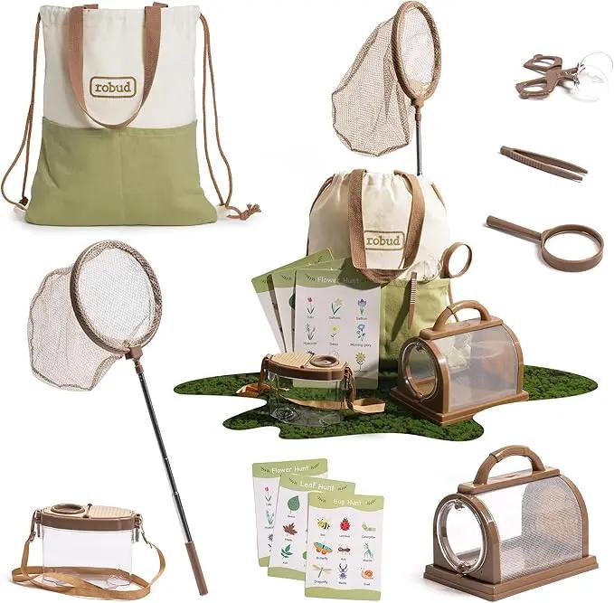 ROBUD Kids Explorer Kit, Bug Catcher Kit with Bag Kit, Outdoor Exploration Set for Camping, Montessroi Toy for Kids Coming Closer to Nature，WRP07 by GreenHaven Gardens