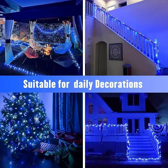 JMEXSUSS 250LED Christmas String Lights 91.5ft Extendable Green Wire Christmas Lights Outdoor Waterproof, 8 Modes LED String Lights Indoor for Tree Wedding Party Garden Patio Decoration, Blue & White by GreenHaven Gardens