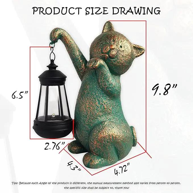 JOYBEE Garden Statues Cat with Solar Lantern Outdoor Decor-Cat Solar Figurines Lights Decorations for Patio Yard Lawn Ornaments-Gifts for Birthday Easter Housewarming by GreenHaven Gardens