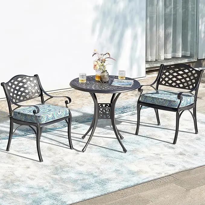 LVTXIII Patio Chair Cushions 22"x22"x3", Water-Repellent Outdoor Seat Cushions for Patio Furniture, Square Chair Pads with Ties for Home Garden Decoration, Set of 2, Delancey Lagoon by GreenHaven Gardens