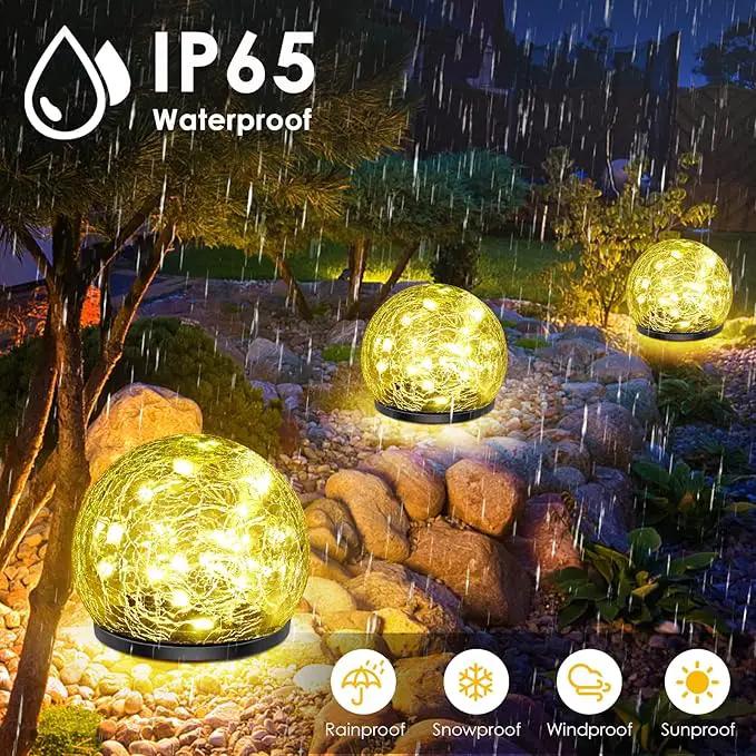 2 Pack 60 LED Solar Garden Lights Outdoor Decoration, Cracked Glass Solar Globe Lights, Upgraded Waterproof Warm White Ball Lights for Yard Pathway Patio Halloween Christmas Outside Decor by GreenHaven Gardens