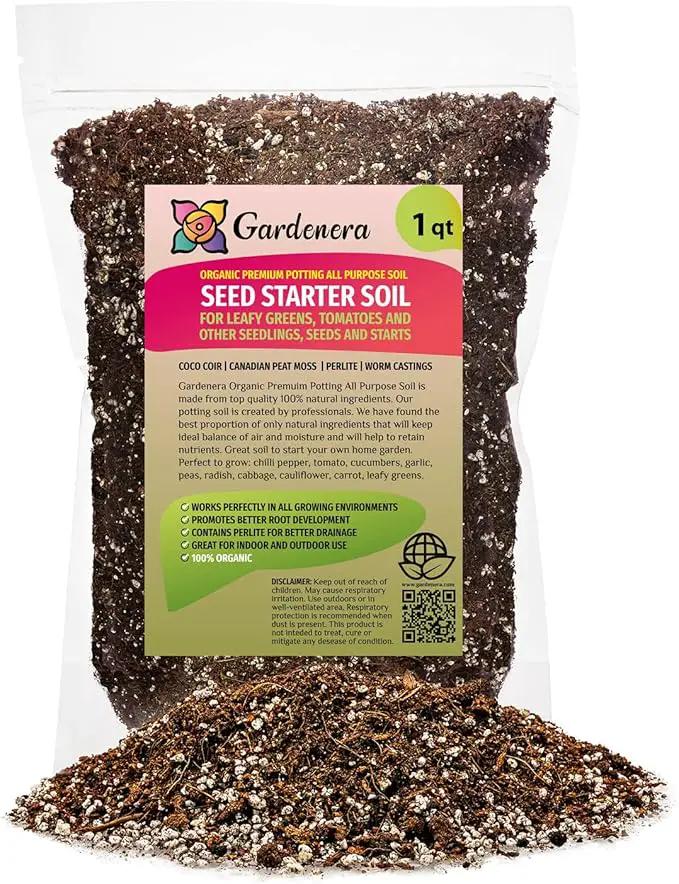 Premium Organic Seed Starter Soil - 1 Quart - All-Purpose Organic Potting Soil for Happy Seedlings and Plants by Gardenera by GreenHaven Gardens
