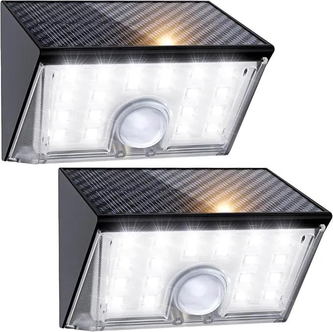 JSOT 22LED Solar Motion Sensor Lights Outdoor, Solar Lights Outdoor Waterproof IP65, Bright Wall Security Lighting for Outside Yard Front Door Fence - Cool White by GreenHaven Gardens