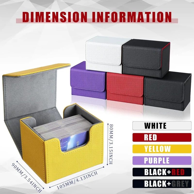 Yookeer 6 Pack Leather Deck Cases 100+ Card Deck Game Box Magnetic Playing Card Storage Box for 100 Plus Cards Compatible with Tcg(White,Black,Red,Yellow,Purple,Horizontal) by GreenHaven Gardens
