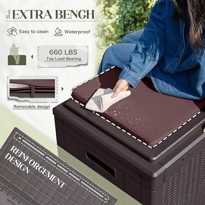 Greesum 100 Gallon Resin Deck Box Large Outdoor Storage with Cushions for Patio Furniture, Garden Tools, Pool Supplies, Weatherproof and UV Resistant, Lockable, Dark Brown by GreenHaven Gardens