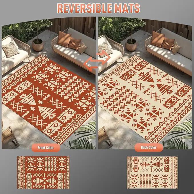 WILDROOTS 8x10 Feet Plastic Exotic Red Outdoor Rug, Stain Resistant Waterproof Reversible Outdoor Patio Rug, Fade Resistant Camping Rug by GreenHaven Gardens