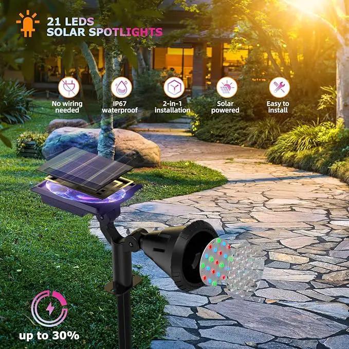 Solar Spotlights Outdoor Color Changing, 180°Adjustable Flag Pole Lights, IP67 Garden Lights Solar Powered Waterproof, Wall Lights for Garden Pool Area Pond, Landscape Solar Light for Yard by GreenHaven Gardens
