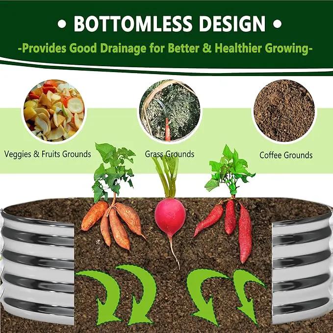 2PCS 2x2x1FT Galvanized Raised Garden Bed Kit,Vegetable Boxes-Round Metal Flower Box,Large Planter Raised Beds Outdoor Garden for Planting,Fruit,Herb-Sliver by GreenHaven Gardens