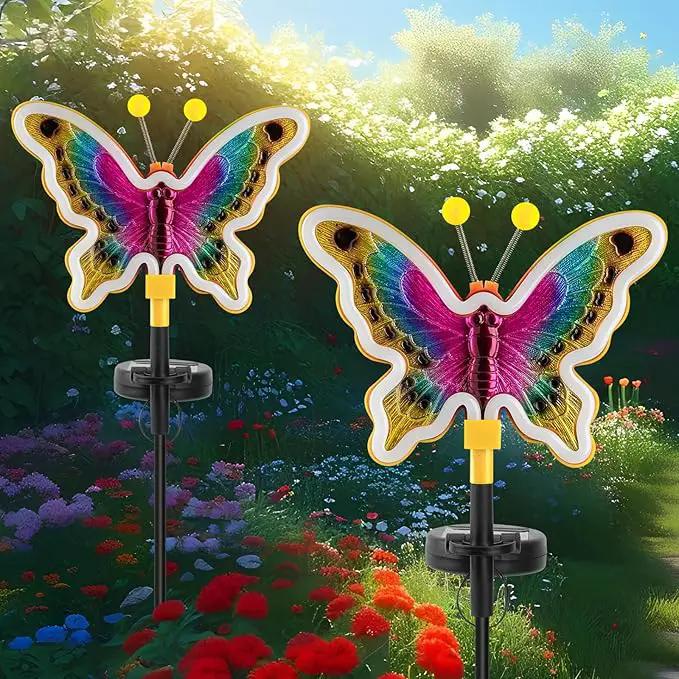 Solar Butterfly Lights,Solar Garden Decor, Outdoor Garden neon Lights,Butterfly Solar Stake Lights,Yard Patio Pathway Decoration Outdoor(Yellow, 2pack) by GreenHaven Gardens