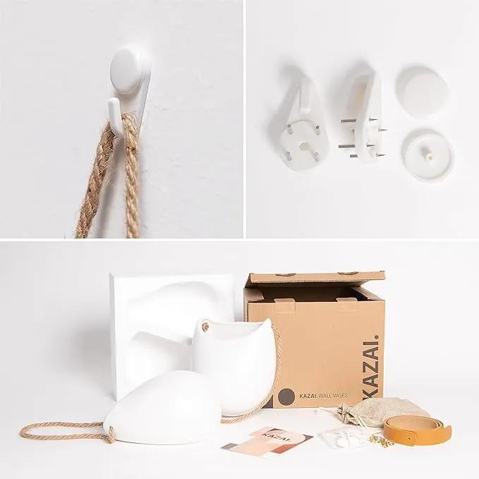 Wall Planters -Ellie- | Hanging Ceramic Plant Pots 2 Pieces | Wall Decoration for Indoors, Balcony and Garden | White (Matte) by GreenHaven Gardens