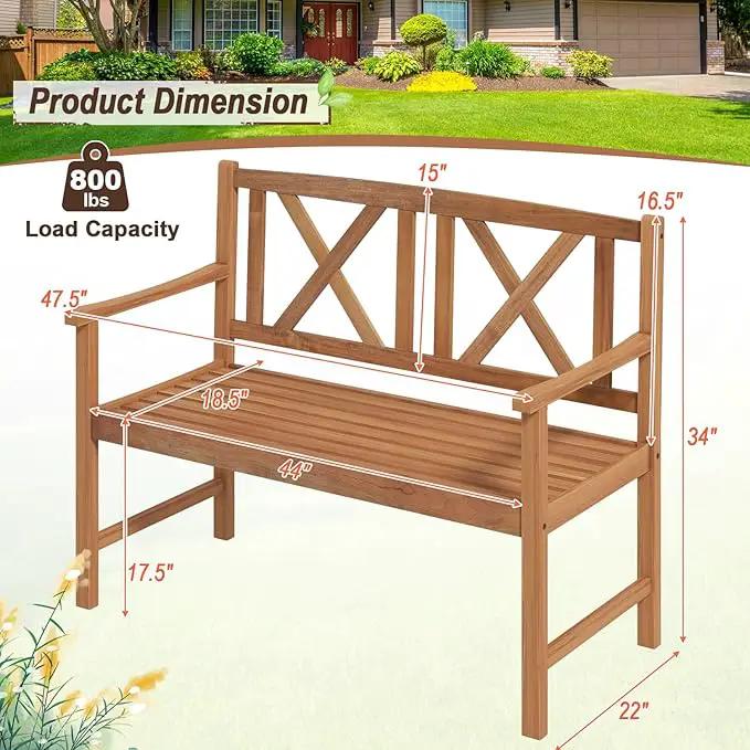 Giantex Patio Garden Bench Loveseat - 2-Person Acacia Wood Bench with Armrest, Backrest, Sturdy Frame, 800lbs Capacity, Outside Park Bench for Patio, Yard, Front Porch, Outdoor Garden Bench, Natural by GreenHaven Gardens
