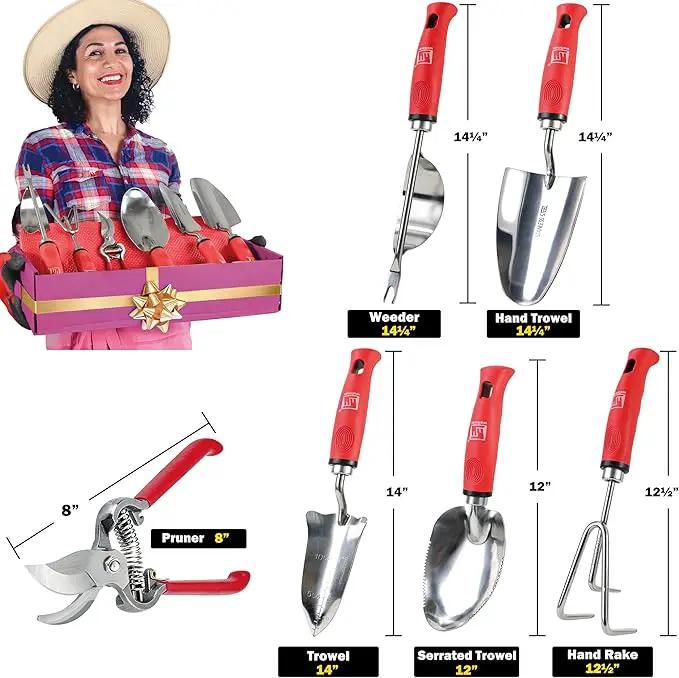 Wellmax 12-Piece Heavy-Duty Garden Tools Set with Bonus Accessories – Heavy Duty Garden Tools with Non-Slip Rubber Grip, Perfect for Digging, Weeding, Pruning & Planting by GreenHaven Gardens