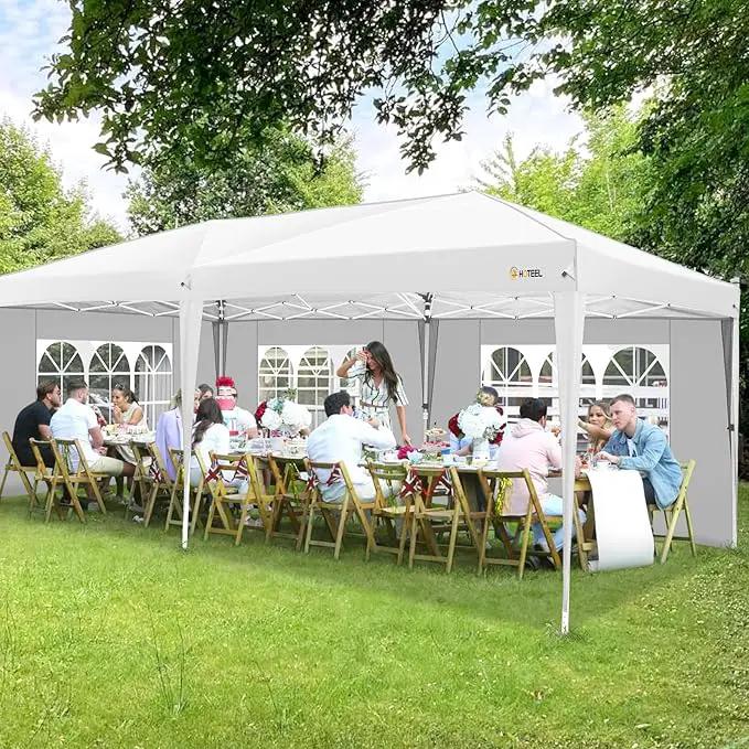 HOTEEL 10x20 Pop up Canopy with Sidewalls, One Push Outdoor Tents for Parties Waterproof Canopy Tent with Reinforce Rod, Easy Setup Event Tent with Sandbag for Backyard, Camping, Wedding, White by GreenHaven Gardens