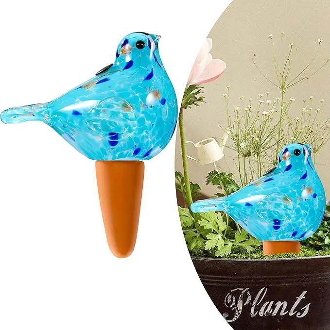 Glass Bird Shaped Plant Watering Ball Glass Automatic Watering Ball Flower Pot Insertion Spike Drip Irrigation Device Watering Ball Irrigation System Plant Enthusiast Gift (Light Blue) by GreenHaven Gardens