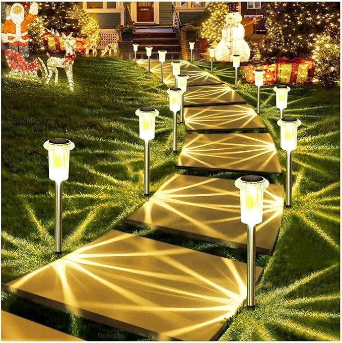 DenicMic Solar Lights Outdoor Pathway Lights 3000K LED Waterproof Acrylic Lamp Head Stainless Steel Stake for Yard Garden Landscape Path Walkway Driveway Patio Lawn (Warm White 10Pack) by GreenHaven Gardens