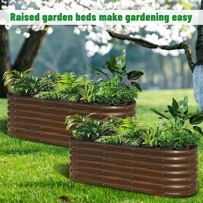 SnugNiture Galvanized Steel Raised Garden Bed, 6x2x2 ft, Outdoor Oval Deep Root Planter Box for Growing Vegetables, Flowers and Fruits by GreenHaven Gardens