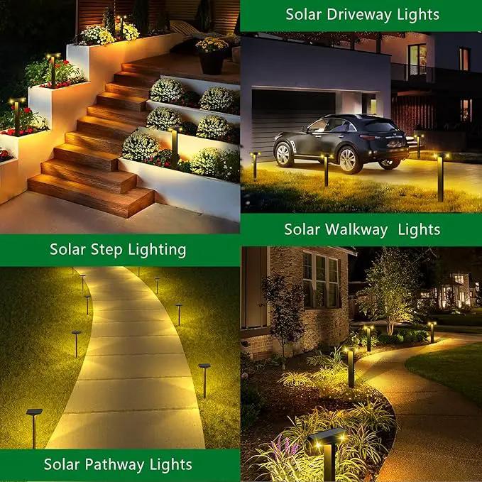 JSOT Outdoor Solar Lights Waterproof, Modern Solar-Powered Landscape Lights for Outside Pathway 8 Pack, Solar Dusk to Dawn Lights Outdoor for Sidewalks, Driveway, Garden, Yard Lighting. (Warm White) by GreenHaven Gardens