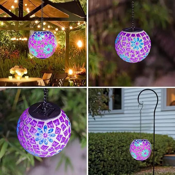 VCUTEKA Hanging Solar Lights Outdoor - Solar Powered Waterproof Landscape Lanterns with Mosaic Design for Patio, Yard, Garden and Pathway Decoration by GreenHaven Gardens