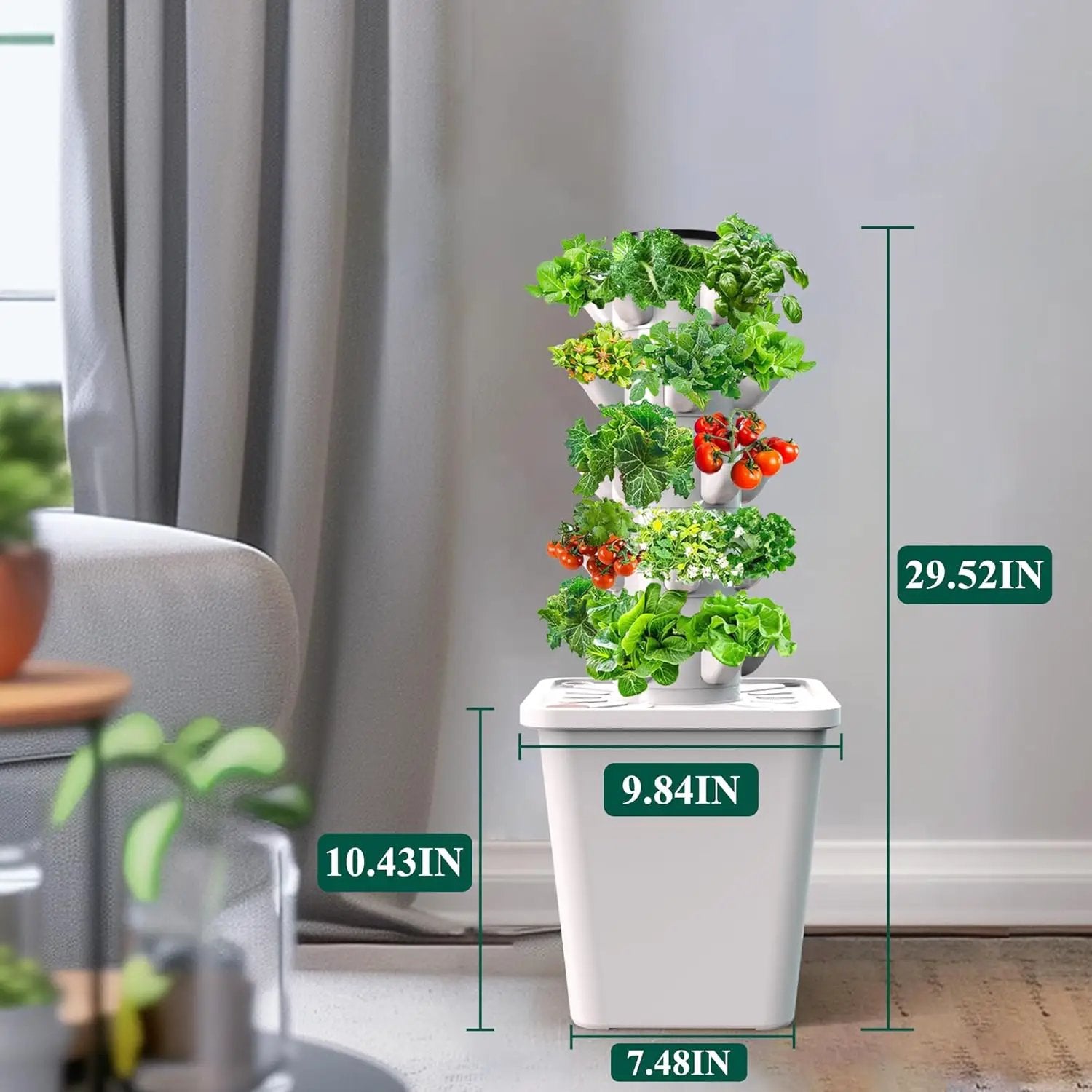 SJZX Hydroponics Growing System Kit, 12L Large Capacity Hydroponic Tower, 5 Tiers Indoor Outdoor Gardening System for Beginner with Water Pump & APP Auto Timer, Vertical Garden Planter Kits (25 Pods) by GreenHaven Gardens
