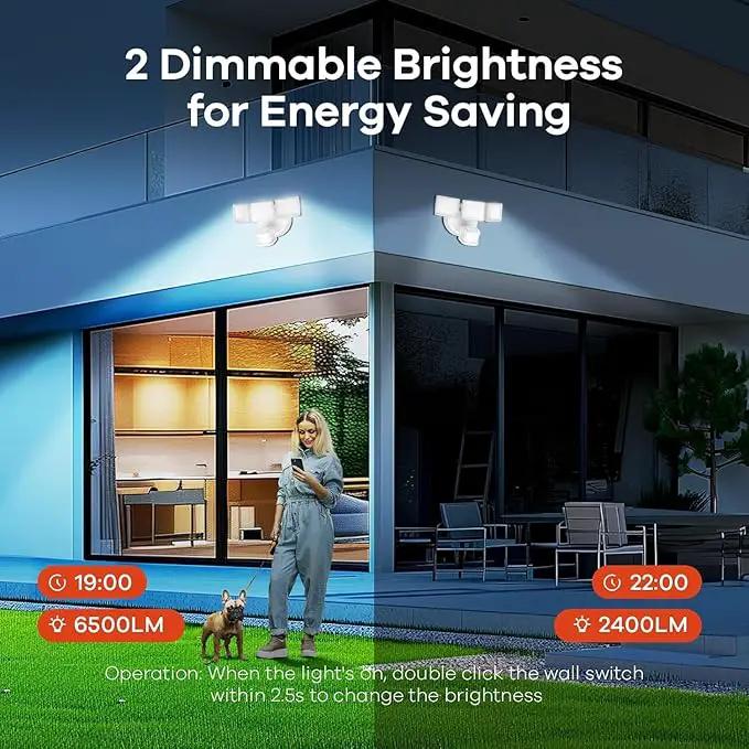 OREiN 10000LM Flood Lights Outdoor, 180°/75FT Motion Sensor Outdoor Lights 4 Modes Dimmable Dusk to Dawn Floodlights IP65 Waterproof for 8000SQ.FT Area for Big Patio, Driveway, White (Hardwired) by GreenHaven Gardens