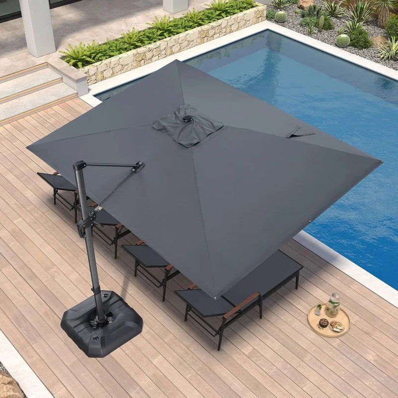PURPLE LEAF 9' X 11.5' Patio Umbrella Outdoor Cantilever Rectangle Umbrella Aluminum Offset Umbrella with 360-degree Rotation for Garden Deck Pool Patio, Grey by GreenHaven Gardens