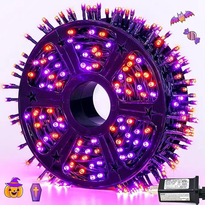 JMEXSUSS 500 LED Orange and Purple Halloween Lights, 173ft Halloween String Lights Outdoor Waterproof, 8 Modes Christmas Tree Light Plug in for Party House Indoor Decor by GreenHaven Gardens