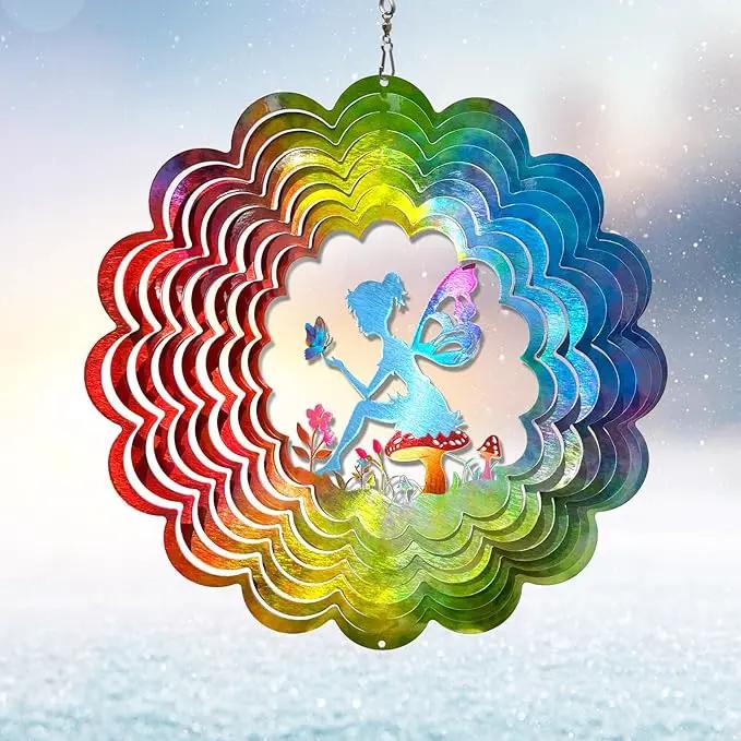 Wind Spinner - Fairy Wind Spinners Outdoor, Hanging Wind Sculpture, 3D Metal Fairy Wind Catcher, Kinetic Garden Decoration Yard Art Decor, Lovely Gifts for Mother Wife Sister Daughter Girl by GreenHaven Gardens