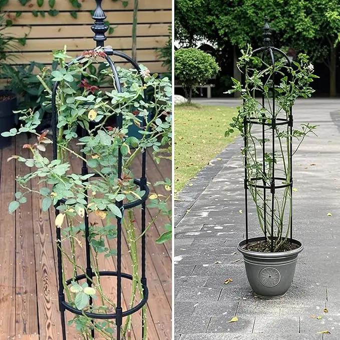 Trellis for Climbing Plants Outdoor 1Pcs Garden Obelisk, Metal Pipe Tomato Cage Cucumber Rose Flower Vegetable Grape Round Vine Tall Plants Trellis,Plants Support Stakes Potted Garden Tower Indoor by GreenHaven Gardens