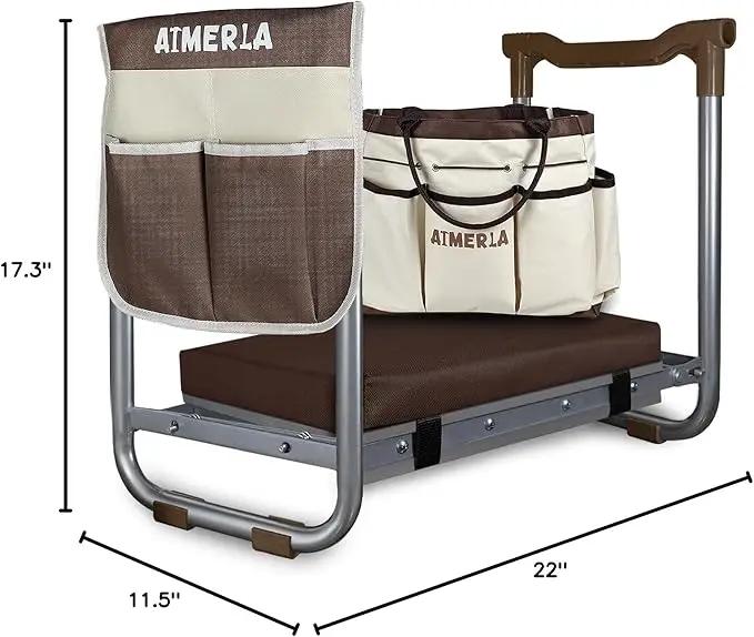 K5 Foldable Kneeler Seat - Heavy Duty (Detachable Cloud Kneeler Pad) - Garden Stool - 2 Large Tool Bags - Portable Bench for Indoor & Outdoor by GreenHaven Gardens
