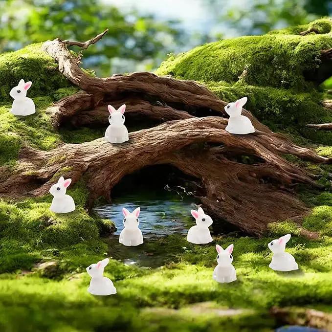 Exasinine 100Pcs Rabbit Miniature Figurines Easter Bunny Mini Rabbits Bunny Figurine Mini Resin Animals Fairy Garden Miniature Ornaments for Easter Egg Fillers Dollhouse Cake Home DéCor by GreenHaven Gardens
