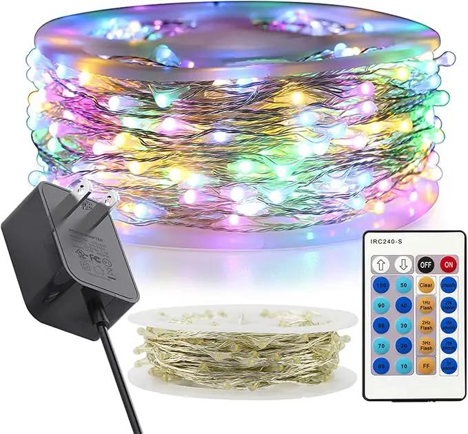 RUICHEN Multicolor Dimmable Fairy Lights Plug in, 99 Ft 300 LED Twinkle String Lights with Remote, Waterproof Silver Wire Firefly Lights for Bedroom, Patio, Yard, Christmas, Easter, Wedding, Party by GreenHaven Gardens