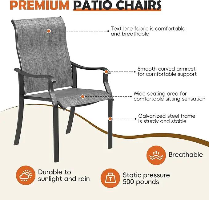 UDPATIO Outdoor Dining Chairs Set of 4, High Back Wide Seat Patio Furniture Chairs with All Weather Breathable Textilene, for Lawn Garden Backyard, Dark Grey by GreenHaven Gardens